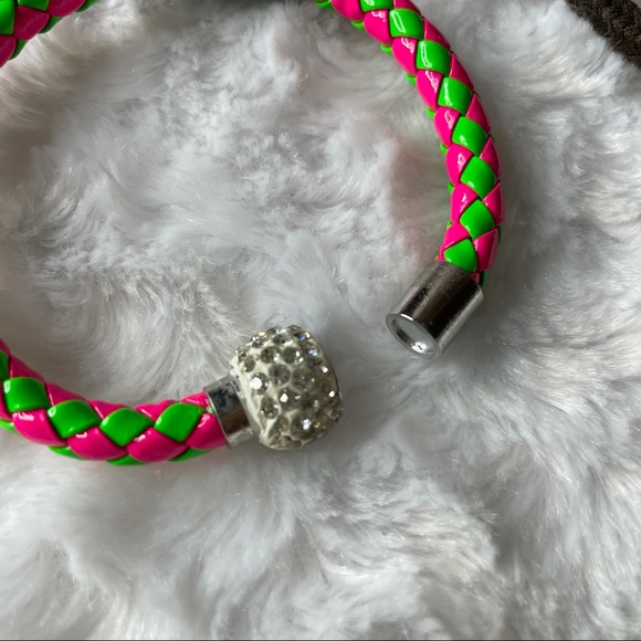 51Twenty Jewelry - CAROL HOT PINK LIME CHECK MAGNETIC BRACELET